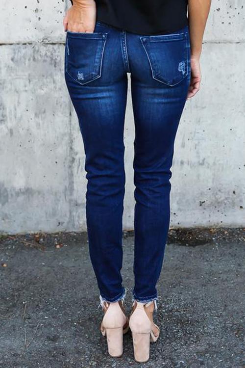 Pleated Stretch Pencil Feet Jeans