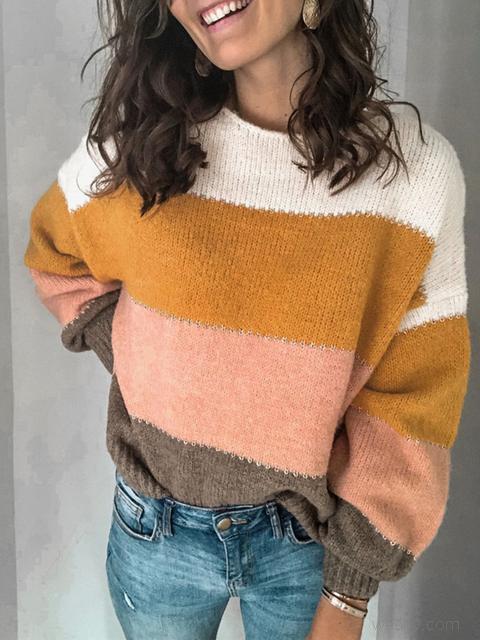 Striped Long Sleeve Pullover Sweater Jumper