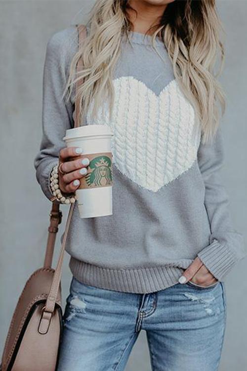 Cute Heart Jewel Sweater
