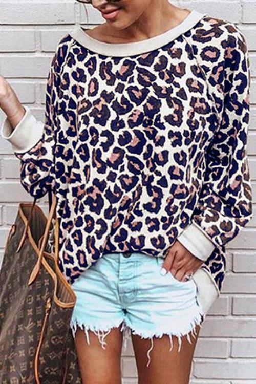Leopard Print Color Long Sleeve T-shirt