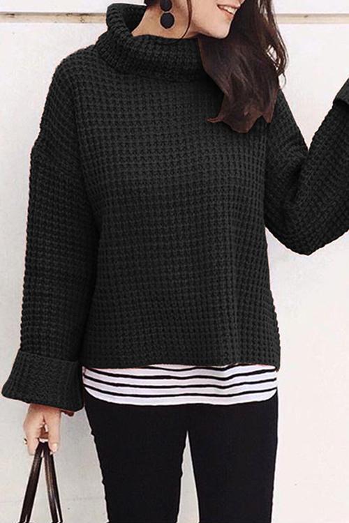 Casual high Neck Long Sleeve Sweater