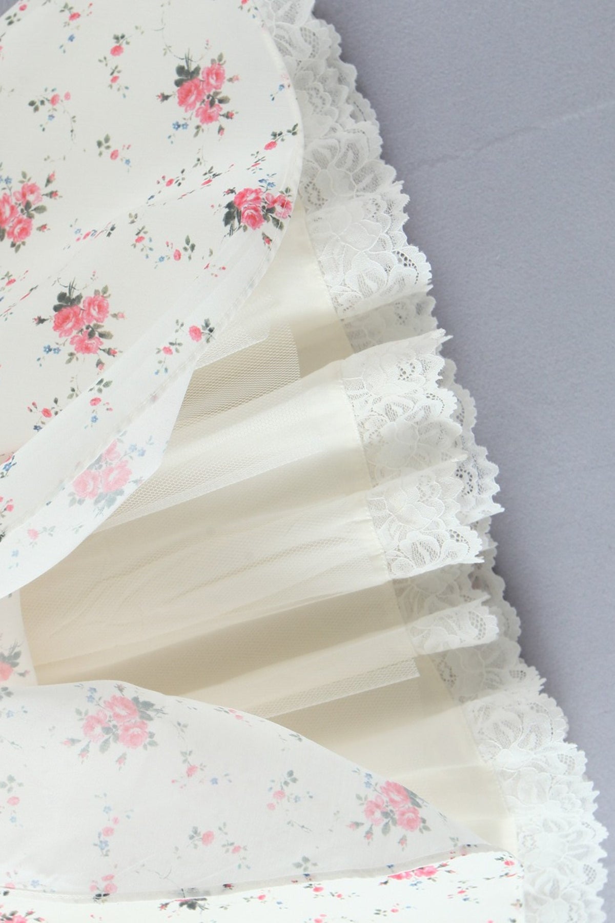 Off Shoulder Lace Trim Ribbon Bow Corset Bodice Floral Print Mini Dress 7