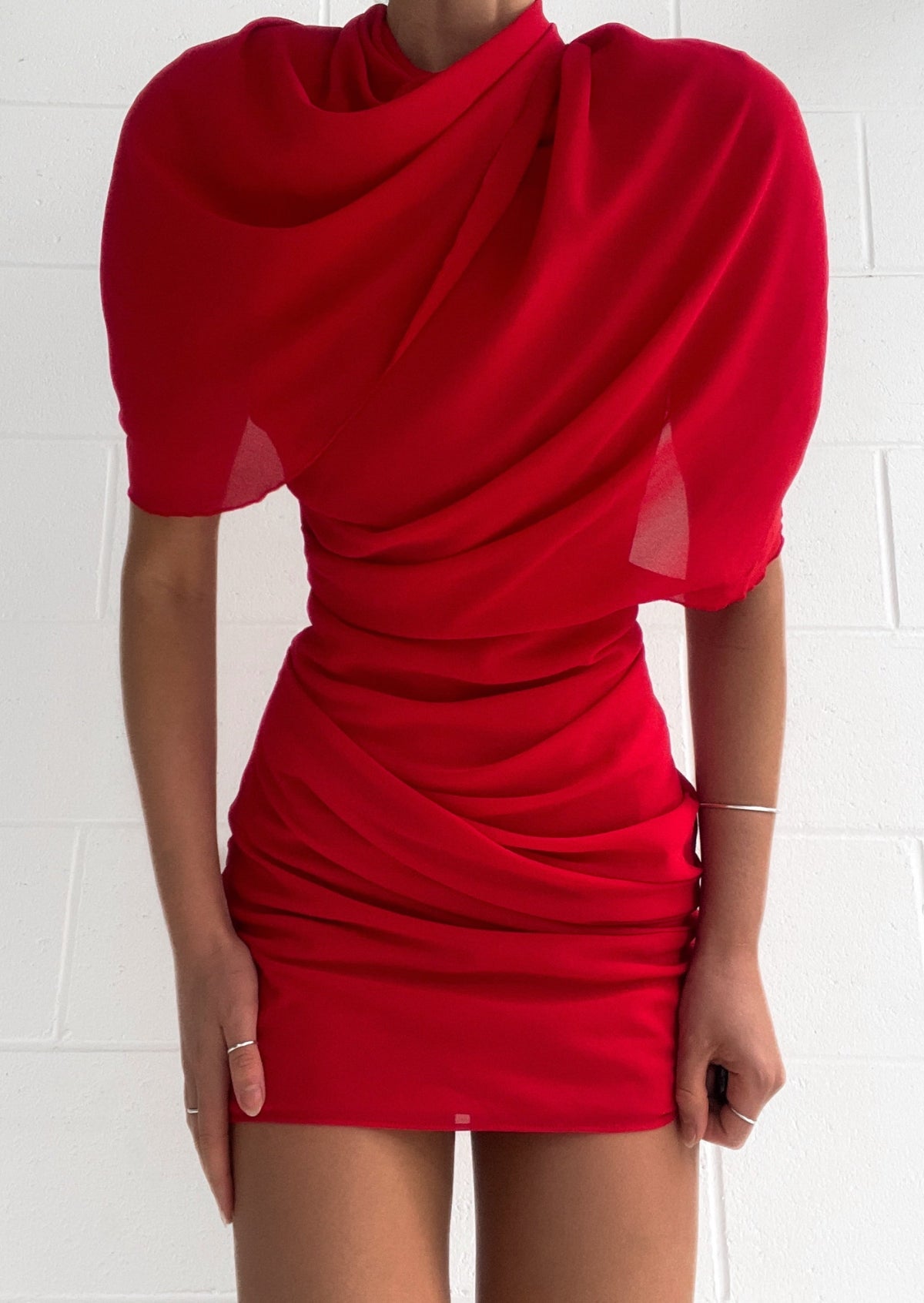 Asymmetric Pleated Mini Dress 5