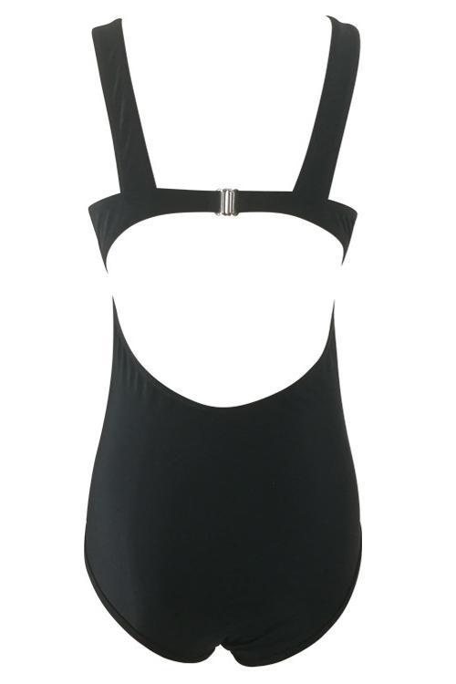 Black Plunging Mesh High Waisted Backless Sexy One Piece Swimsuit