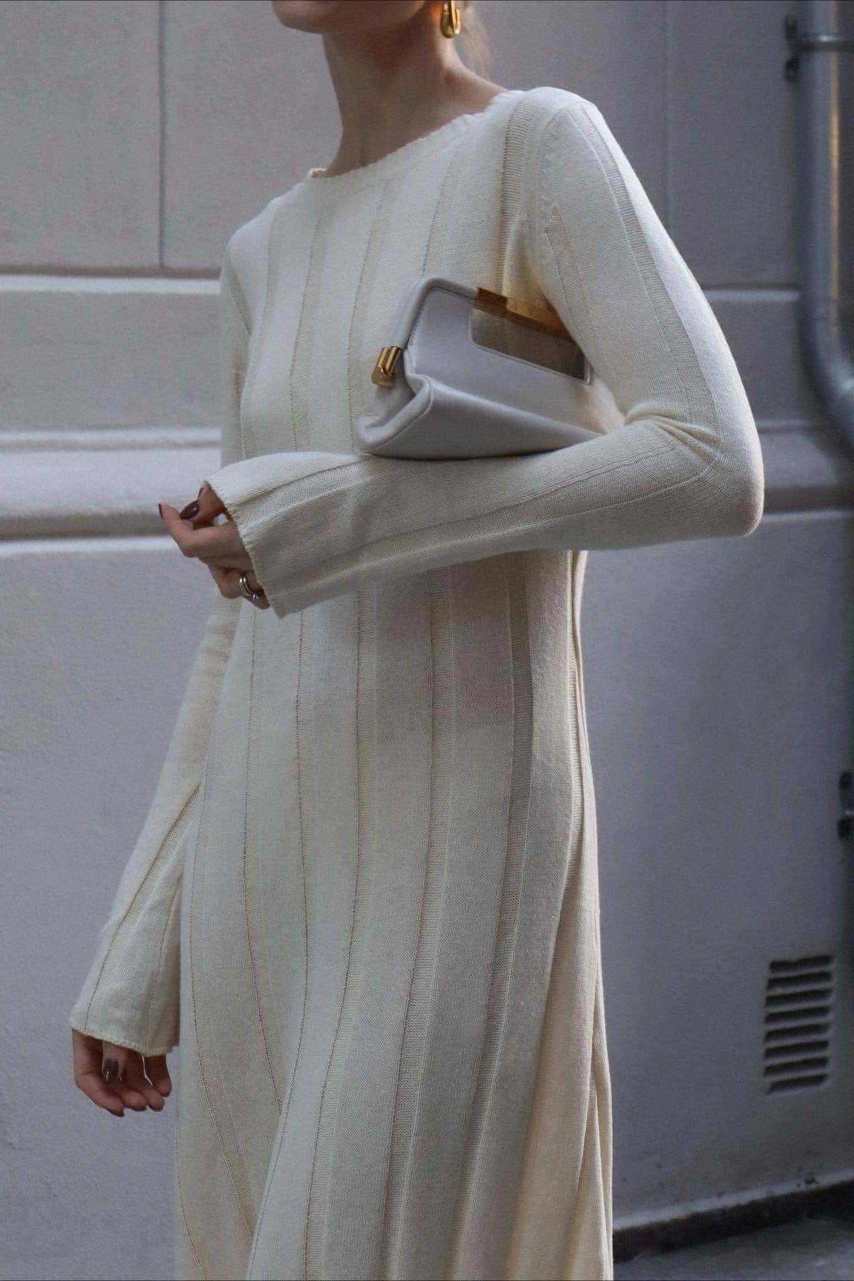 Rib Knit Long Sleeve Flare Hem Maxi Sweater Dress 4