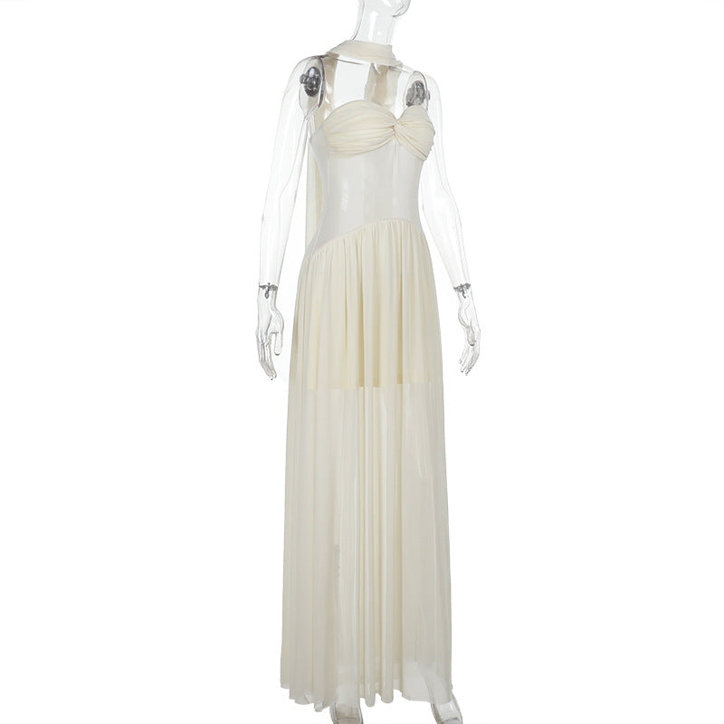 Halter Deep V Ruched Column Maxi Dress 8