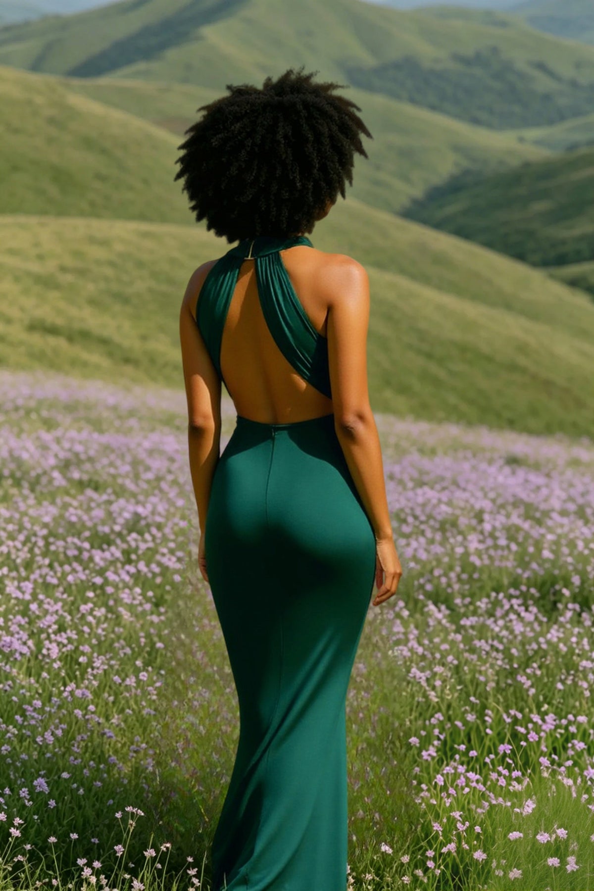 Crossover Halter Neck Keyhole Bodycon Column Maxi Gown 4