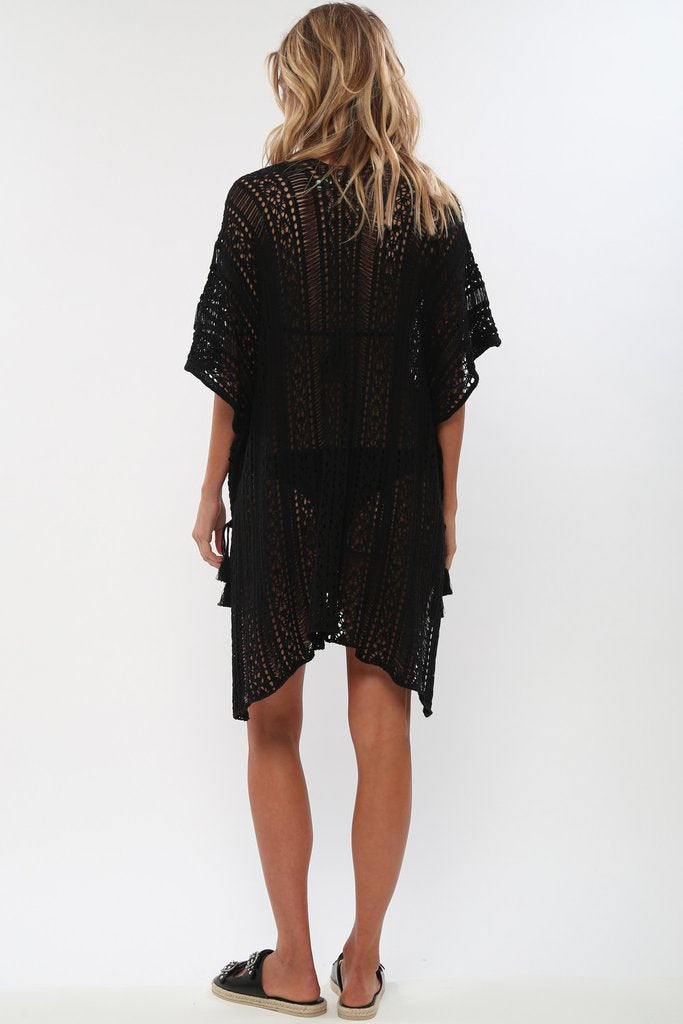 Black Crochet Hollow Out Sexy Beach Bathing Suit Cover Up Dress