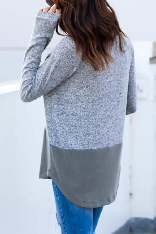 Hooded Collar Patchwork Pullovers