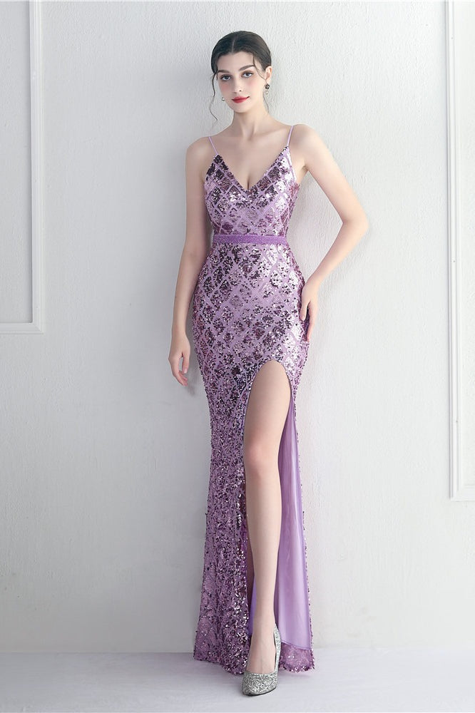 Iridescent Sequin Slit Bodycon Maxi Dress 9