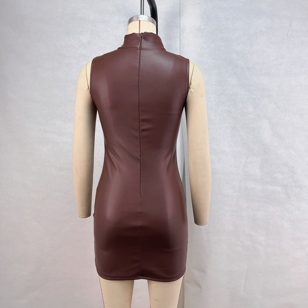 Mock Neck Ruched Cutout Bodycon Mini Dress 9