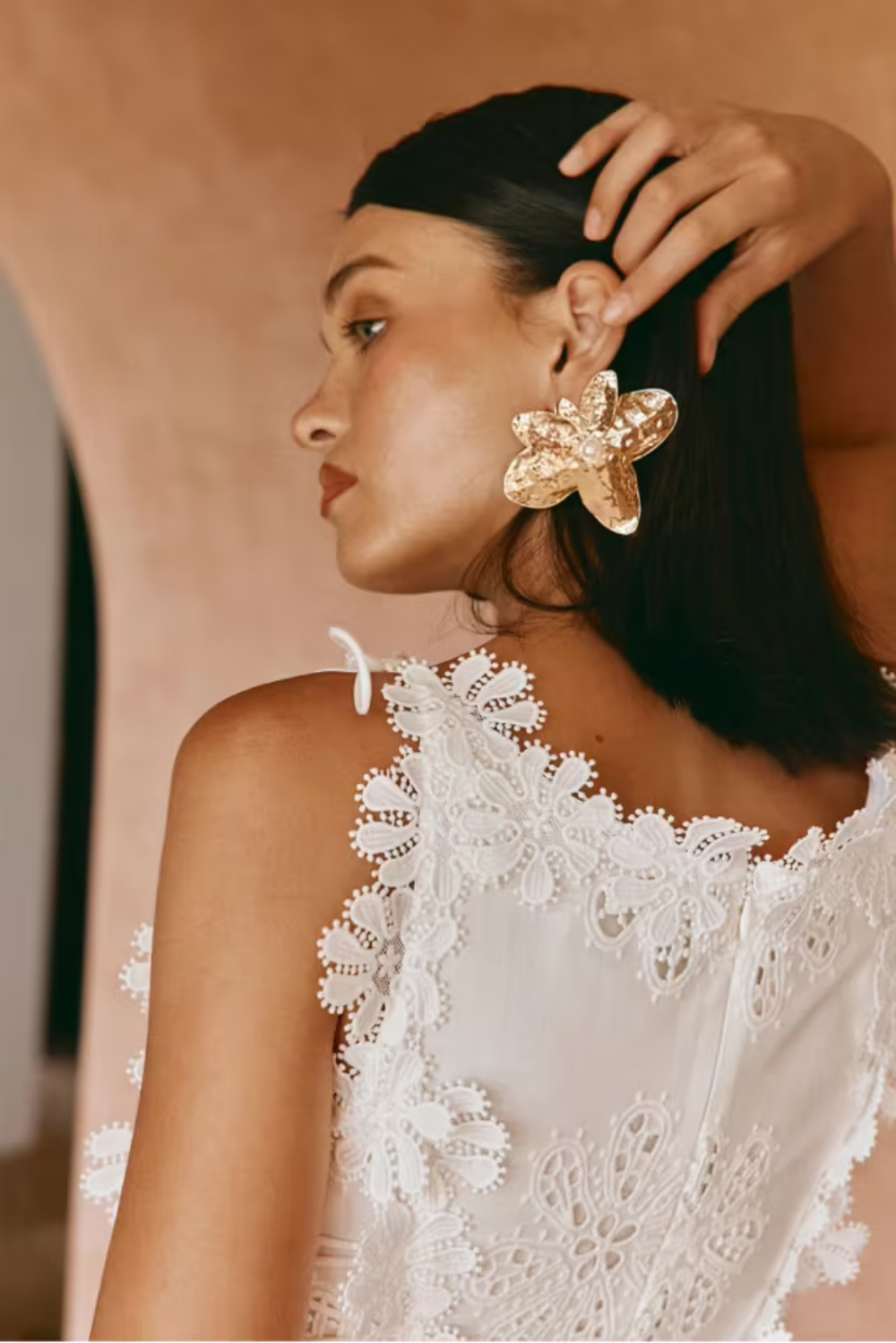Floral Eyelet Embroidery Scalloped Lace Trim Tie Waist Maxi Dress 5