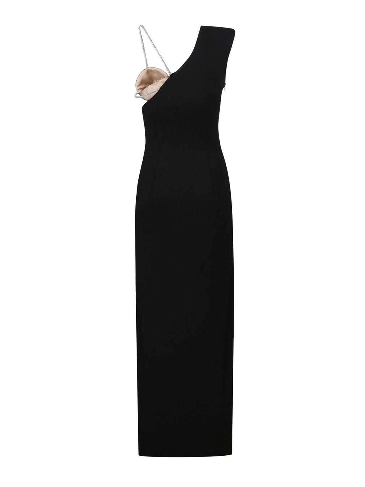 One Shoulder Spiral Rhinestone Applique High Slit Bandage Maxi Dress 7