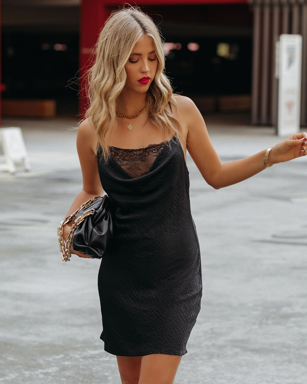 Spaghetti Strap Lace Trim Satin Slip Midi Dress 6