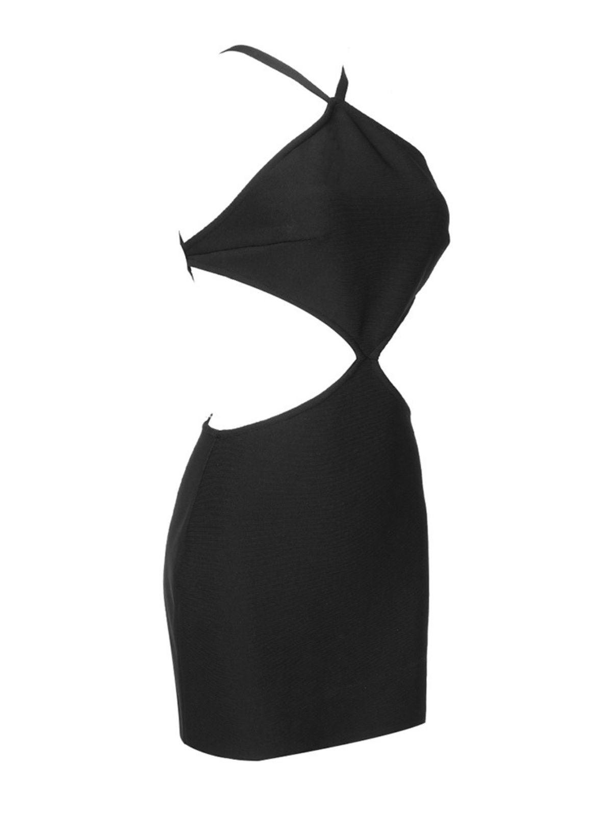 Open Back Criss Cross Strap Floral Accent Bandage Mini Dress 7