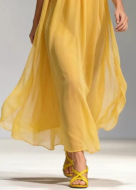 Spaghetti Strap Gathered V-Neck Floral Rosette Applique Chiffon Maxi Dress 4