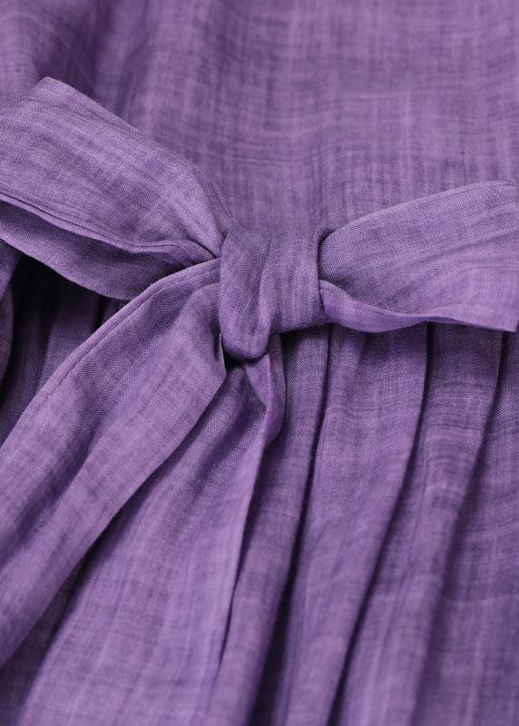 Round Neck Ruffle Trim Cuffed Sleeve Tie Waist Textured Maxi Dress 4