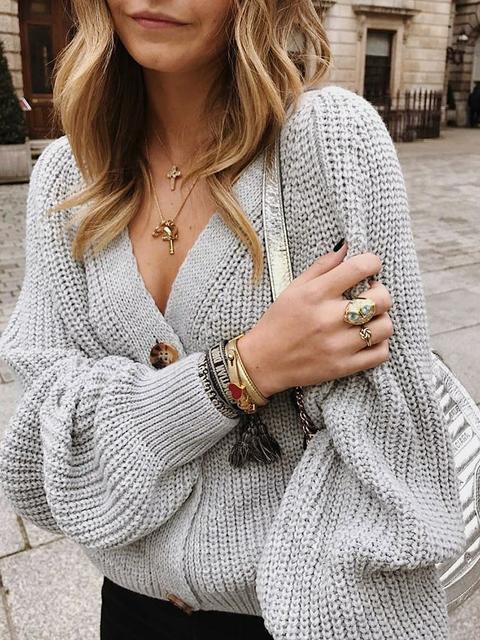 Button Knitted Loose Sweater Cardigan