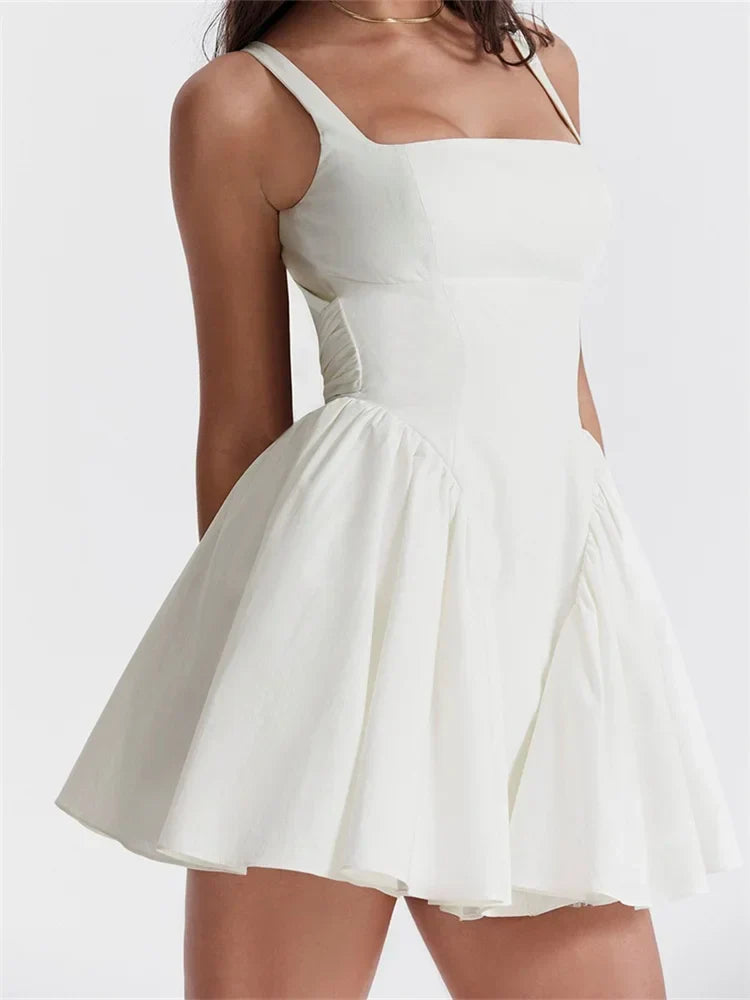 Wide Strap Back Bow Backless Fit and Flare Mini Dress 3