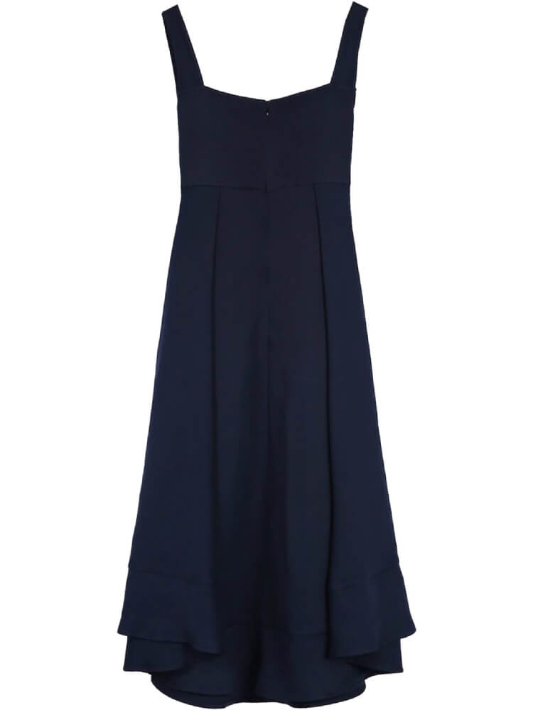 Square Neck Cut Out Wide Strap Tiered Handkerchief Hem Empire Waist Midi Dress 4