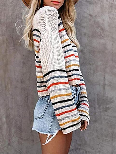 Colorful Striped Lightweight Short Sweater