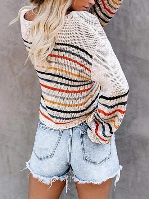 Colorful Striped Lightweight Short Sweater