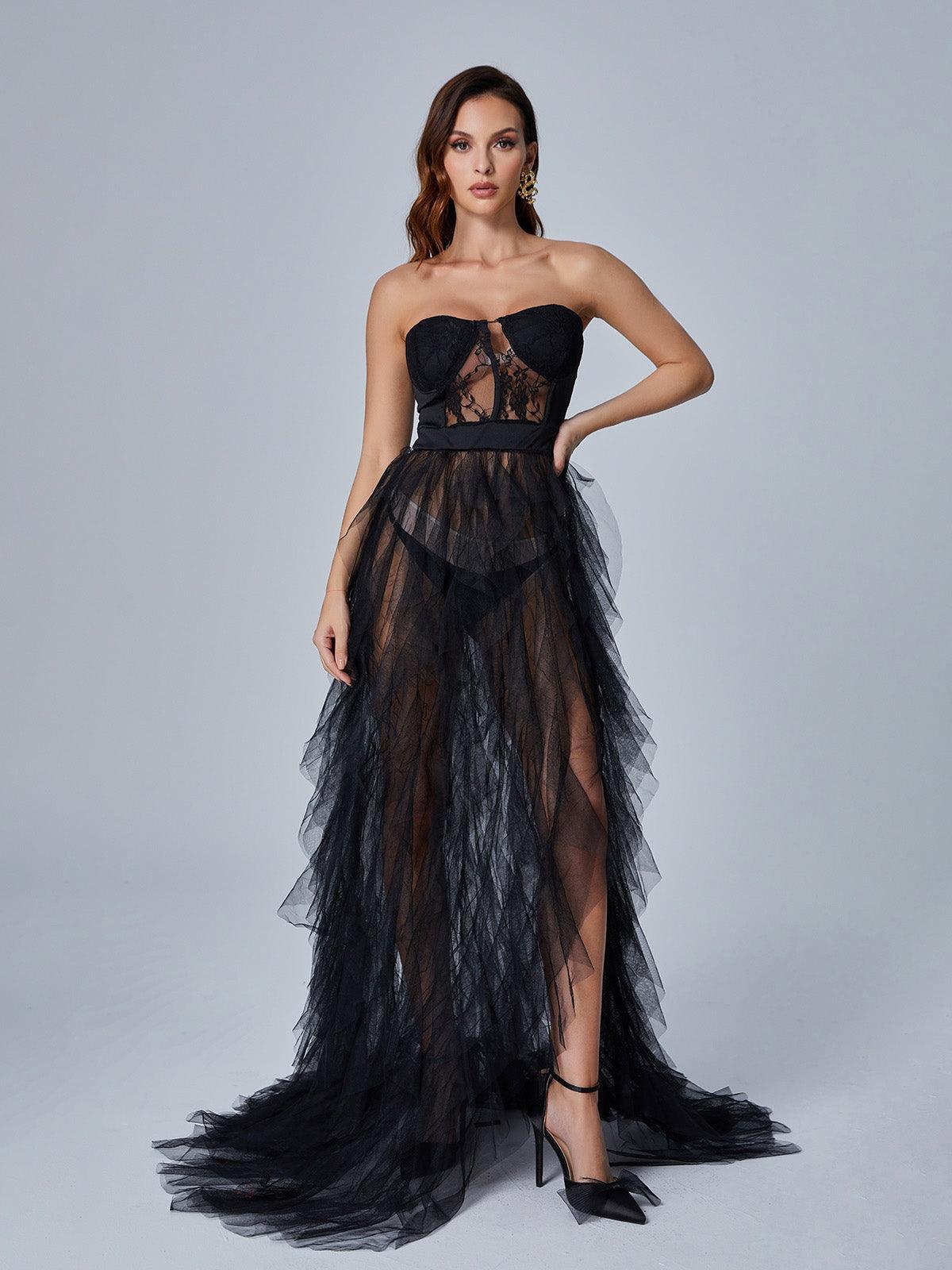 Tulle Layered Spaghetti Strap Maxi Dress 2