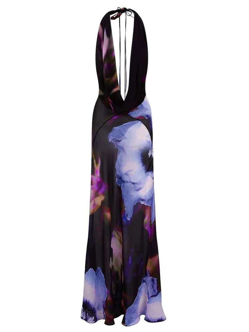 Halter Backless Tie Waist Midi Dress 7