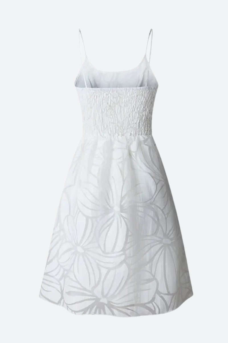 Floral Jacquard Spaghetti Strap Tiered Ruffle Fit and Flare Mini Dress 4