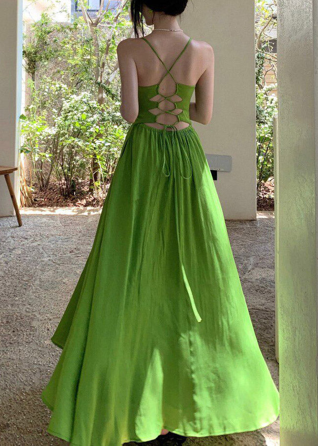 Spaghetti Strap Floral Applique Paneled Bodice Pleated A-Line Maxi Gown 5