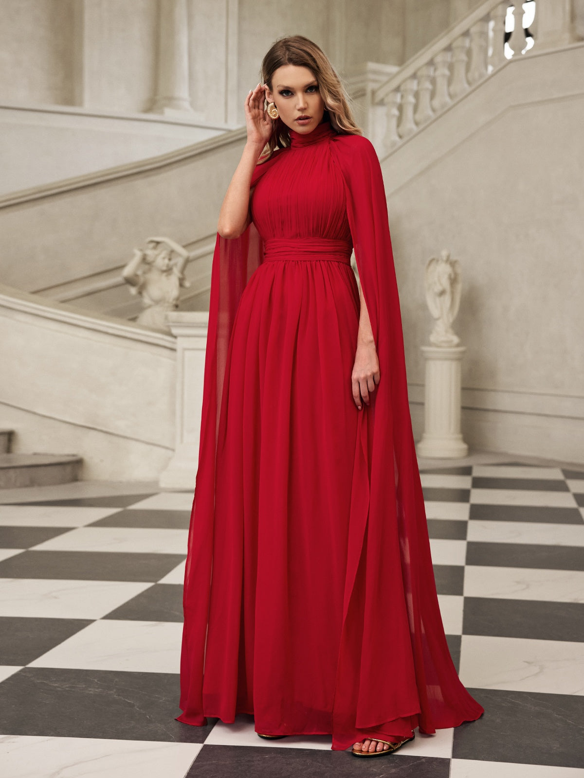 Cape Sleeve Mesh Maxi Dress 5