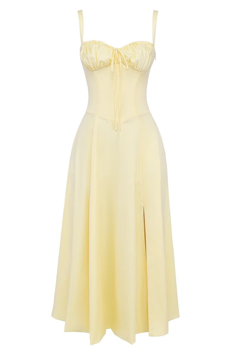 Floral Lace Up Back Spaghetti Strap Corset Fit and Flare Midi Dress 16