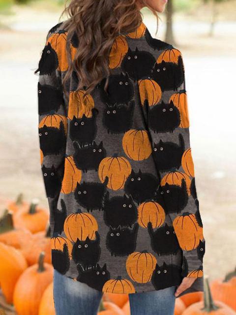 Halloween Pumpkin Pattern Print Cardigan