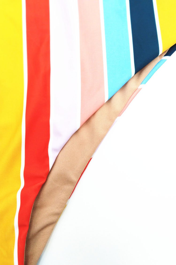 High Leg Rainbow Striped One Piece Swimsuit