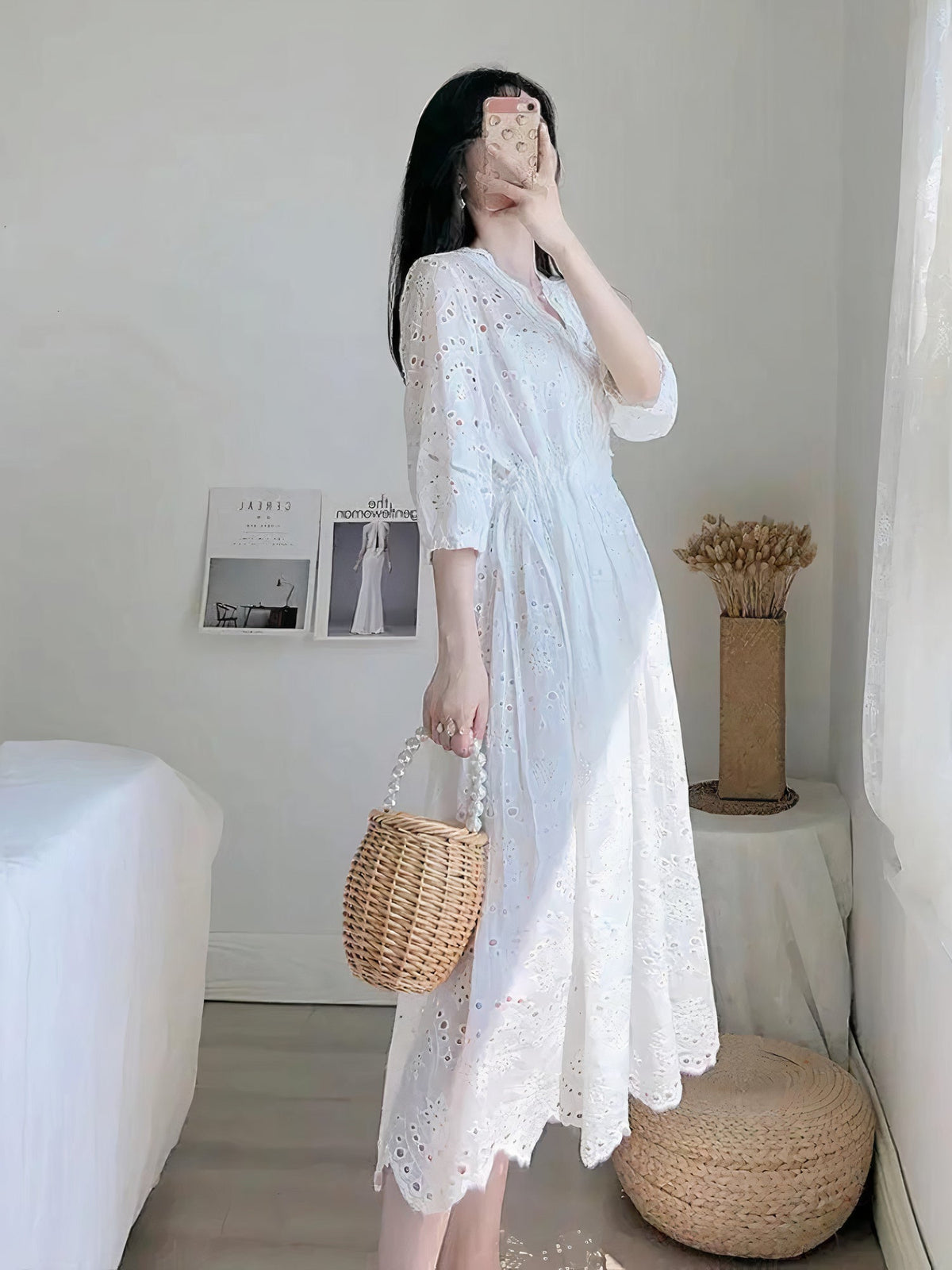 Off Shoulder Lace Panel Midi Dress 2
