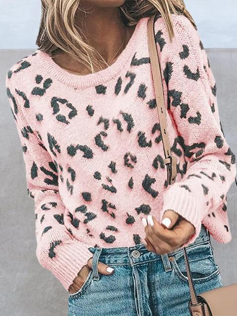 Leopard Pattern Knit Sweater