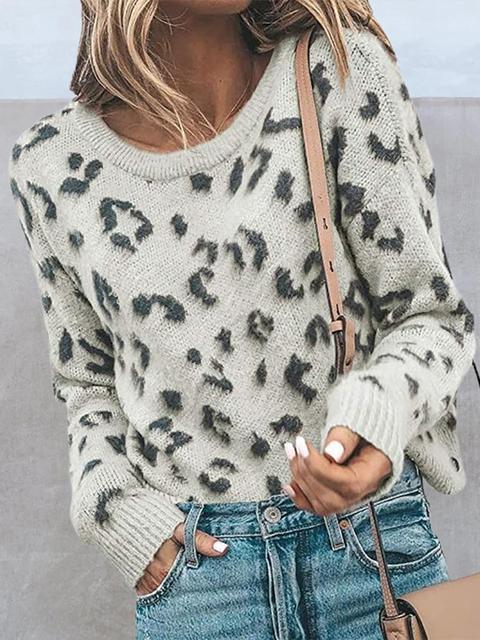 Leopard Pattern Knit Sweater