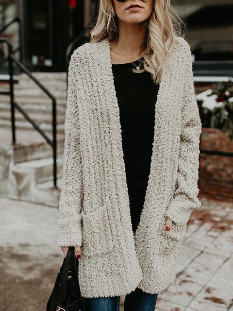 Loose Knitted Sweater Cardigan With Pockets