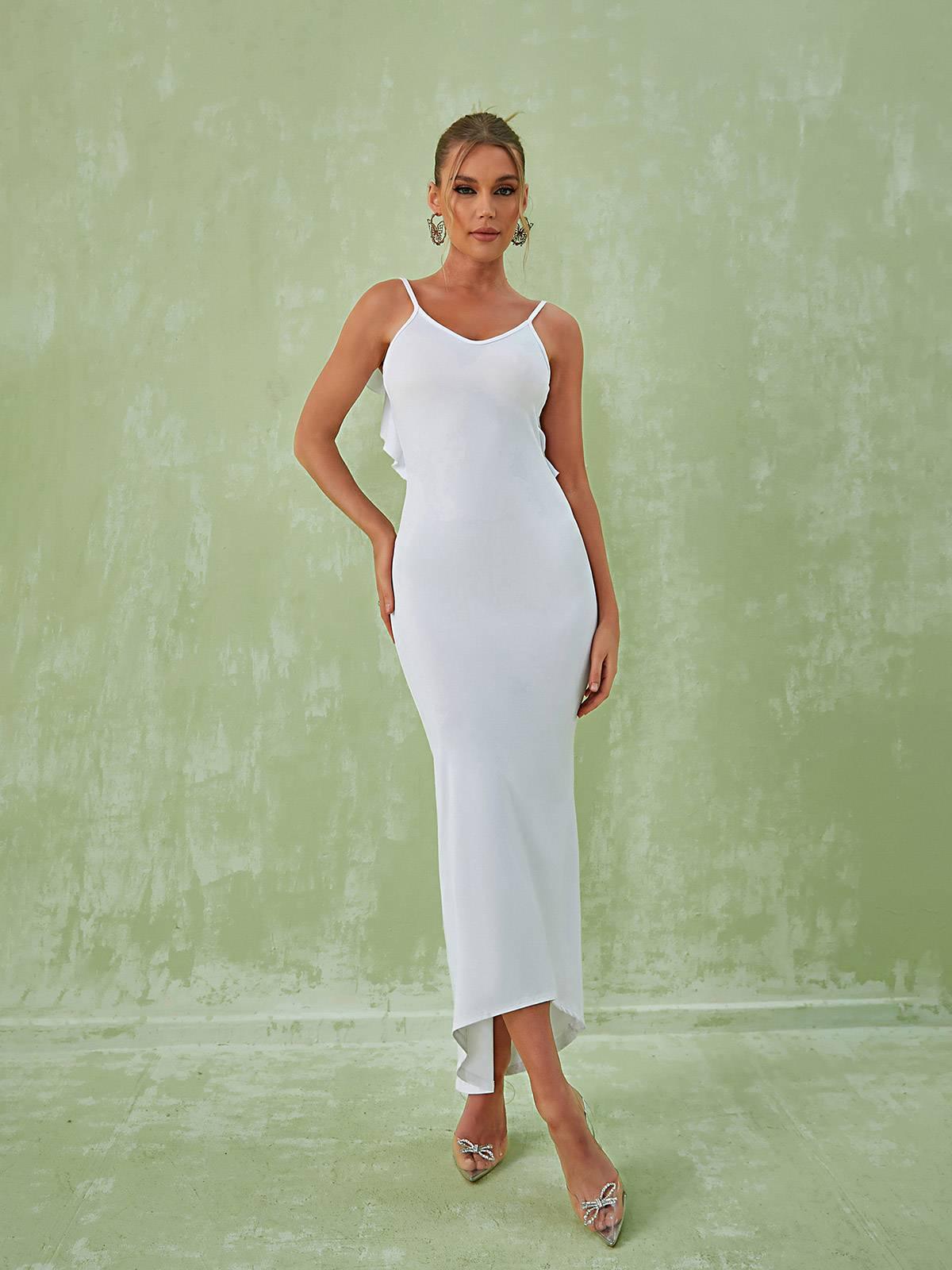 Halter Braided Strap Cowl Backless Bodycon Maxi Dress 2