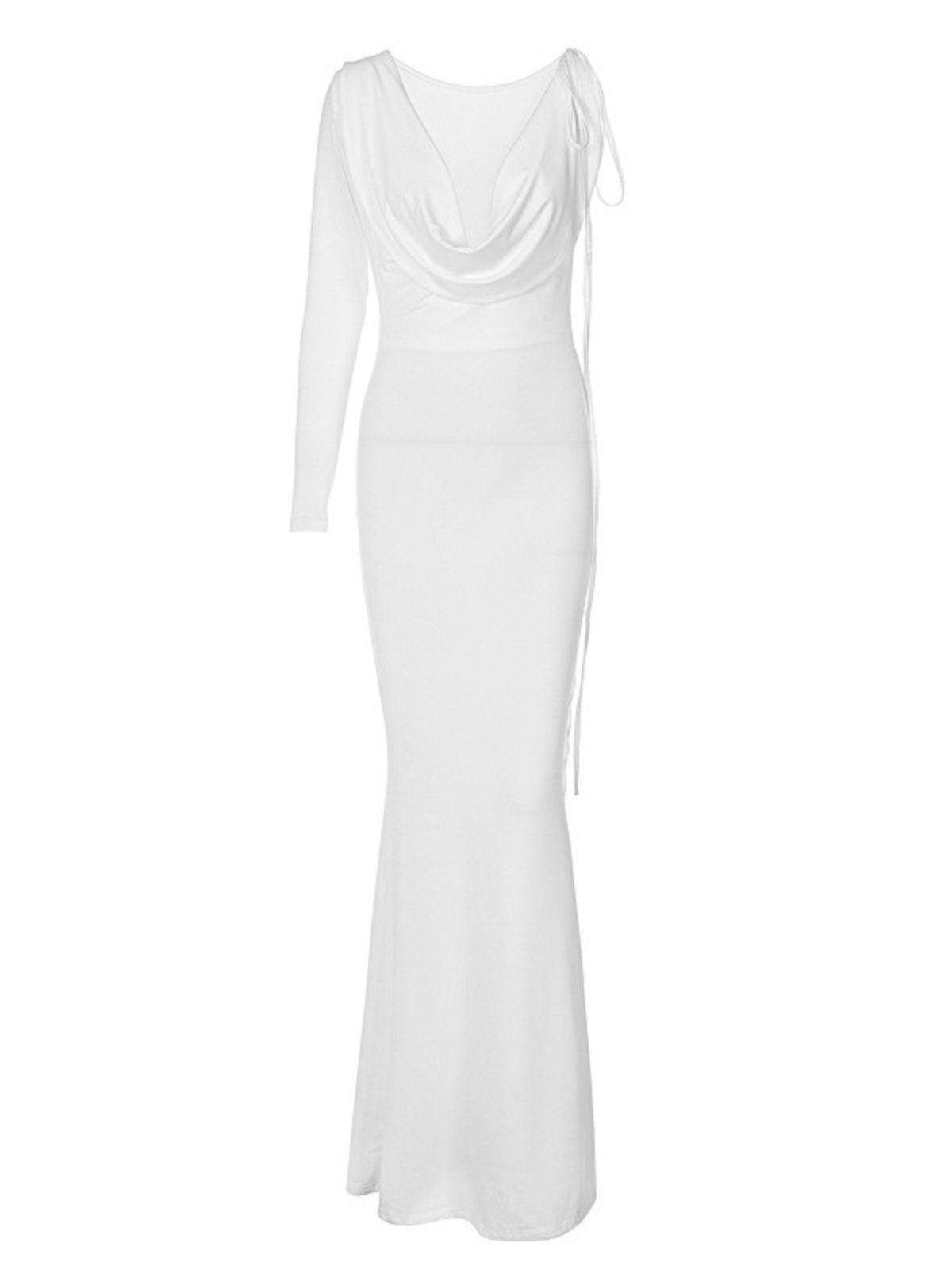 One Shoulder Backless Column Maxi Gown 6