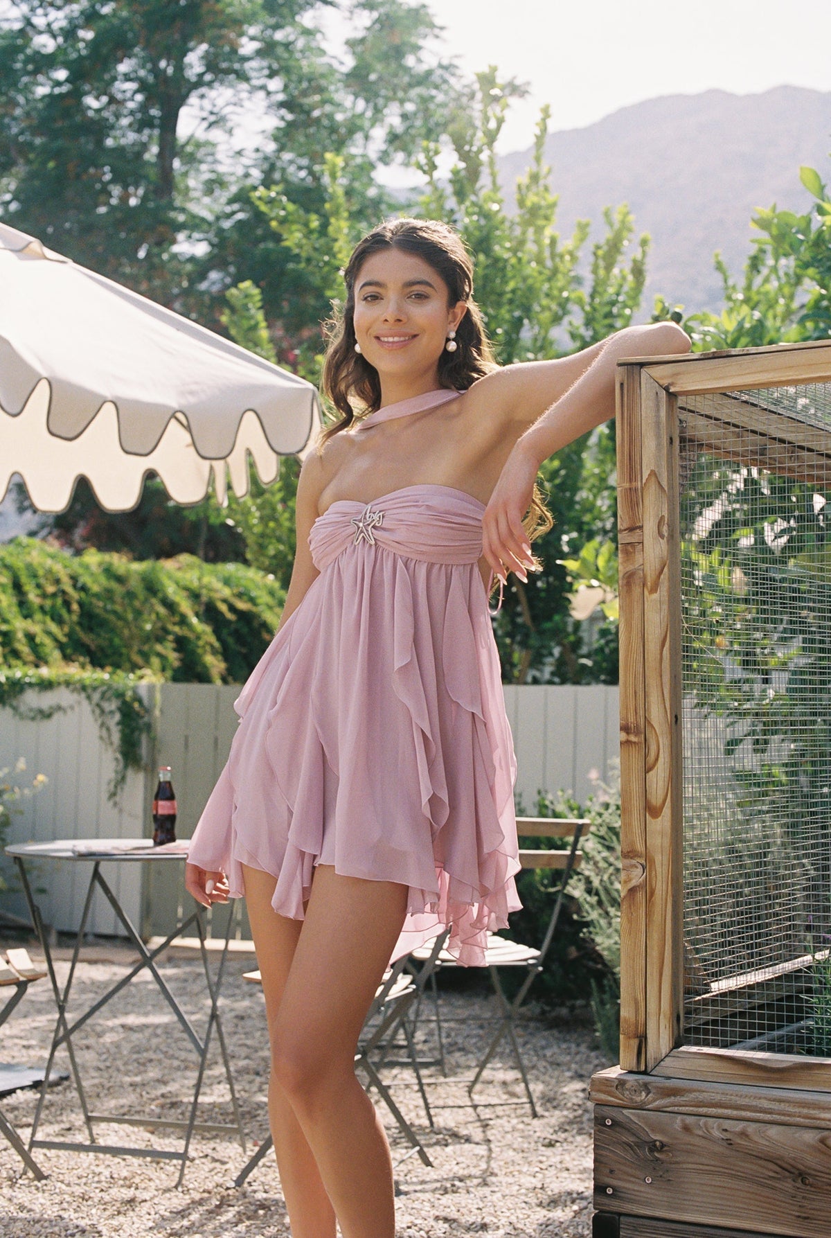 Floral Print Chiffon Halter Ruffle Tier Mini Dress with Starfish Detail 12