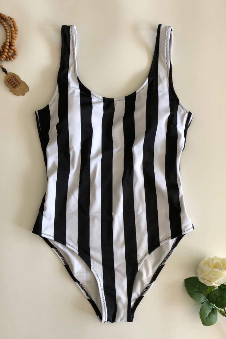 Nautical Mono Vertical Striped One Piece Swimsuit