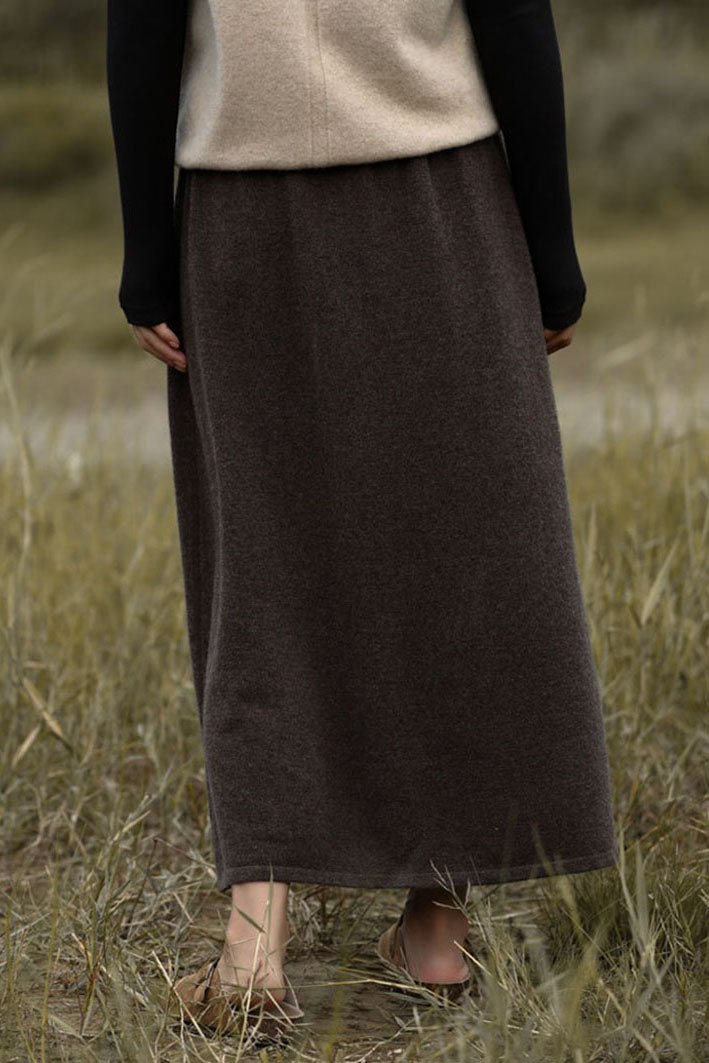 100% Pure Wool High-Waisted Pockets A-line Skirt