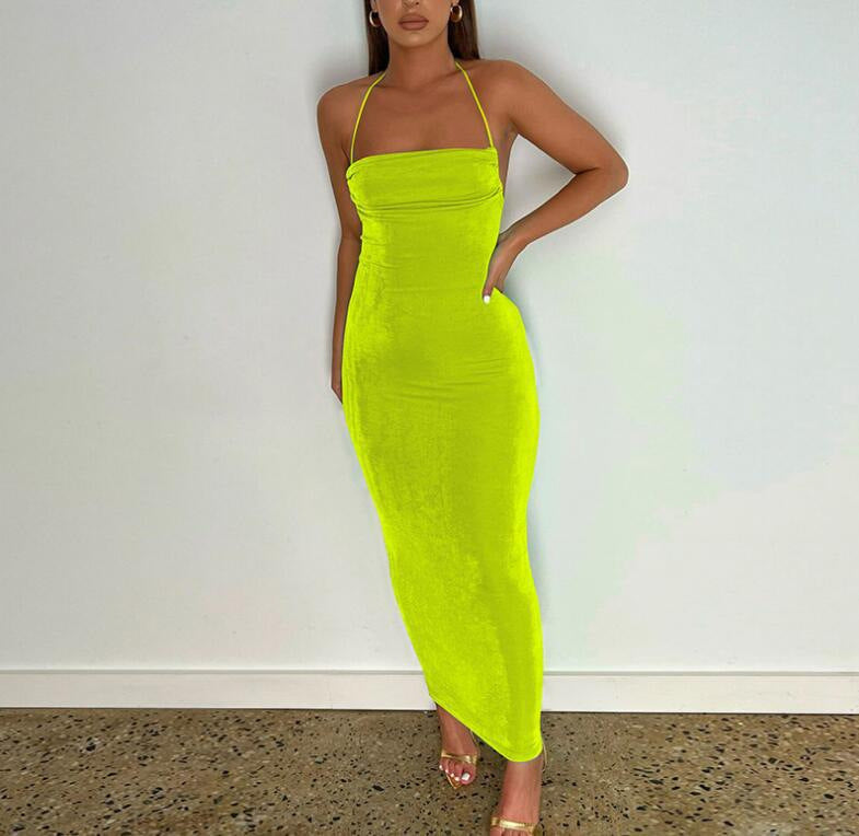 Tie Strap Cowl Back Open Back Bodycon Maxi Dress 5
