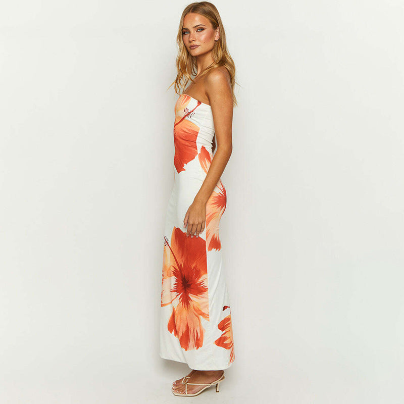 Halter Deep V Ruched Bodice Center Panel Drape Maxi Gown 3