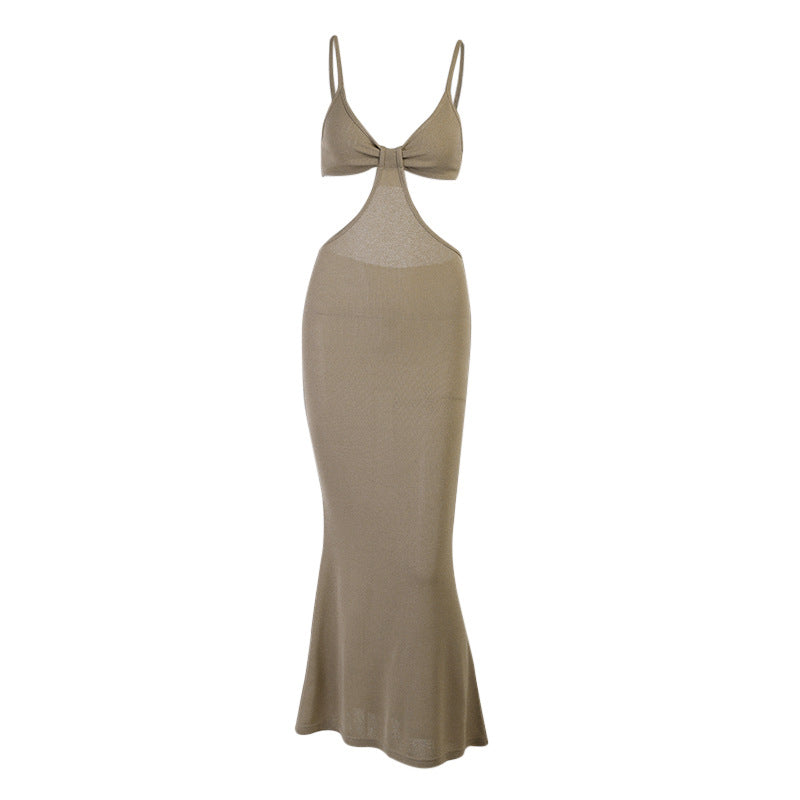 Twisted Sweetheart Cutout Waist Rib Knit Spaghetti Strap Maxi Dress 7