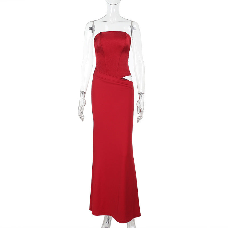 Strapless Corset Bodice Draped Column Maxi Gown Two-Piece Look 6