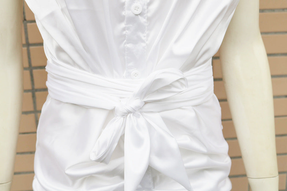 Square Neck Sleeveless Smocked Waist Tiered Linen Midi Dress 3