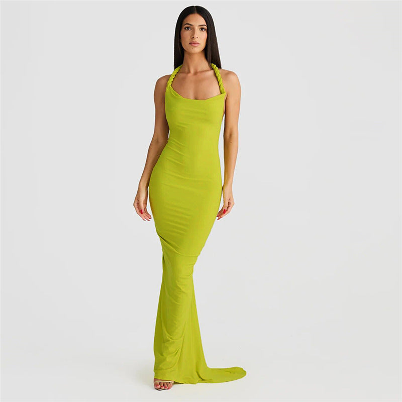 Off Shoulder Straight Neck Bodycon Floor Length Gown 2