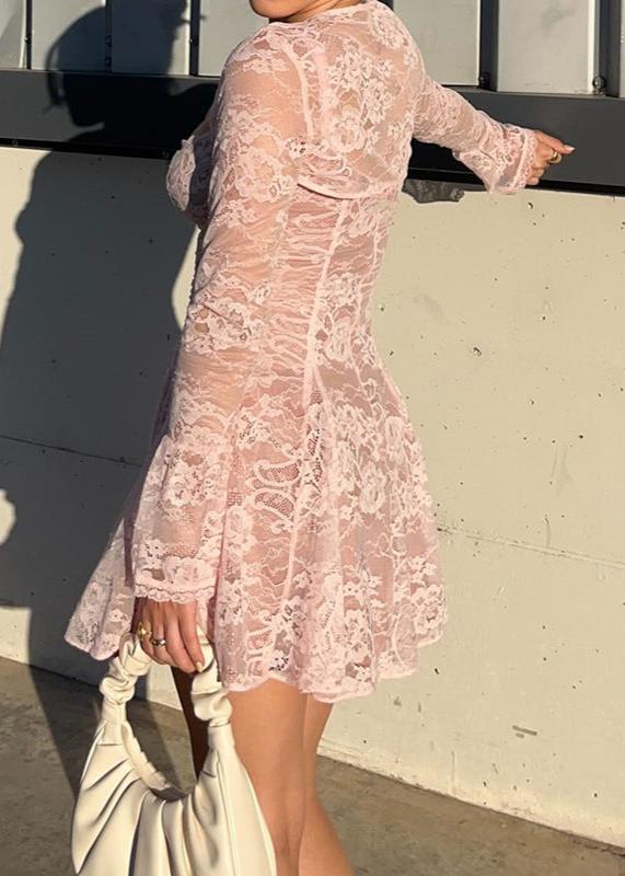 Floral Lace Corset Lace-Up Bell Sleeve Bolero Mini Dress Set 6